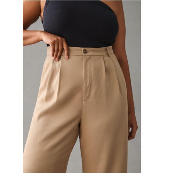 NEW Reformation Mason Trouser Pants Pleated Wide Leg High Rise Khaki Size 10 - Picture 5 of 8